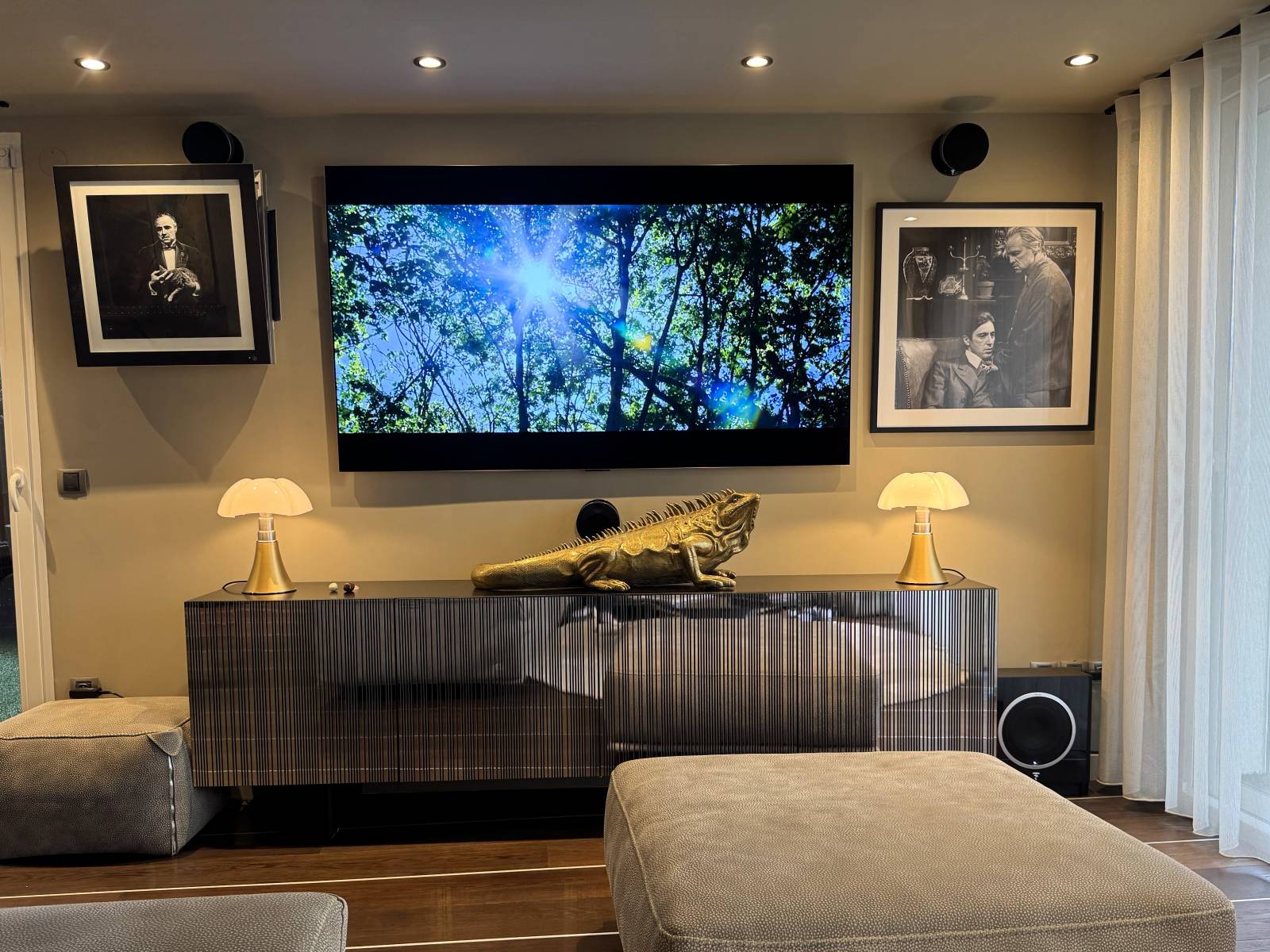 TV OLED et Home cinéma dans un salon design et moderne : TV LG